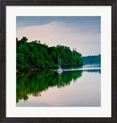 Framed Sailboat Sailing Down the Tombigbee River in Mississippi Print