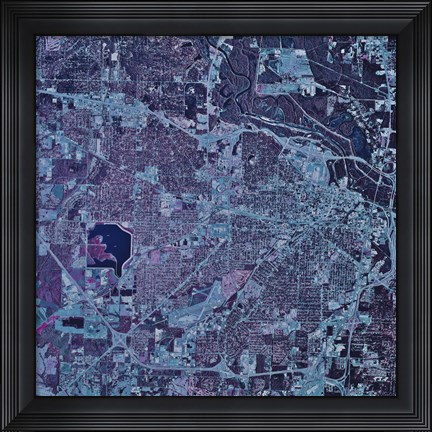 Framed Satellite view of Jackson, Mississippi Print