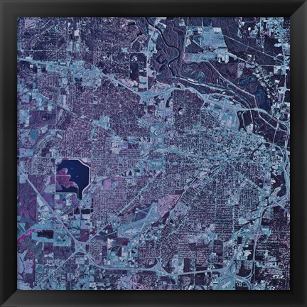 Framed Satellite view of Jackson, Mississippi Print