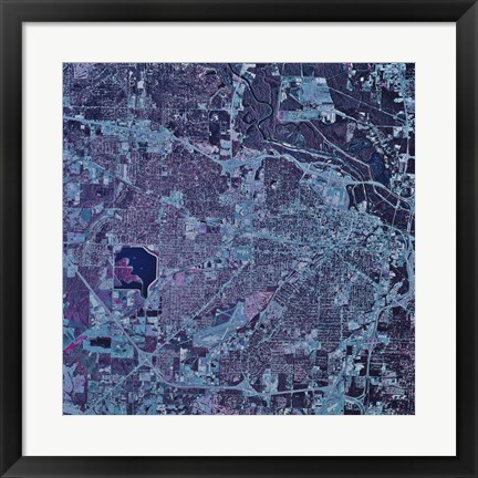 Framed Satellite view of Jackson, Mississippi Print