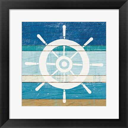 Framed Beachscape VI Helm White Print