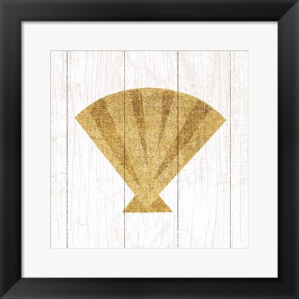 Framed Beachscape Shell Gold Neutral Print