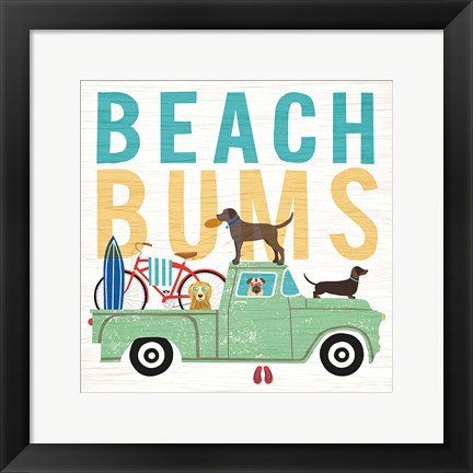 Framed Beach Bums Truck I Square Print