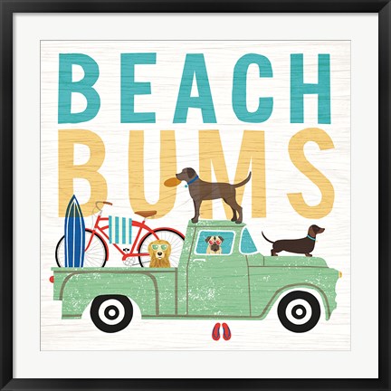 Framed Beach Bums Truck I Square Print