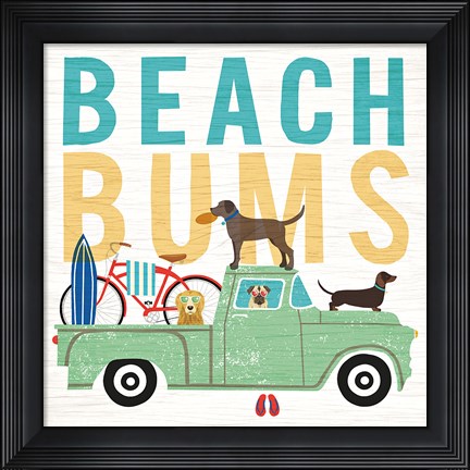 Framed Beach Bums Truck I Square Print