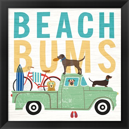 Framed Beach Bums Truck I Square Print