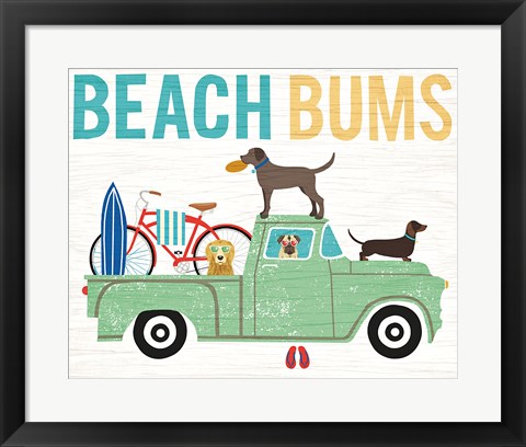 Framed Beach Bums Truck I Print