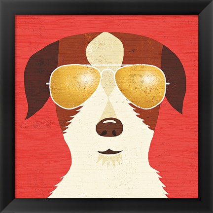 Framed Beach Bums Terrier I Print