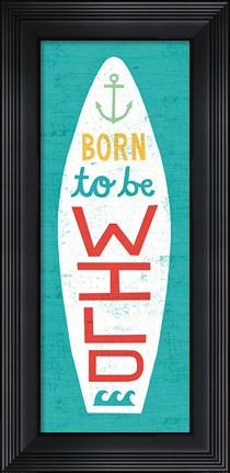 Framed Beach Bums Surf Board I Print