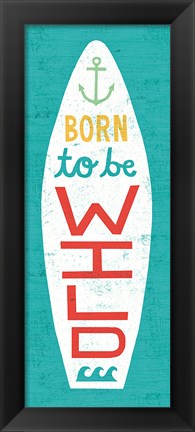 Framed Beach Bums Surf Board I Print