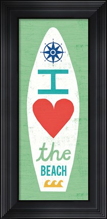 Framed Beach Bums Surf Board II Print