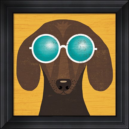 Framed Beach Bums Dachshund I Print