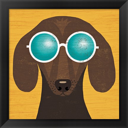 Framed Beach Bums Dachshund I Print