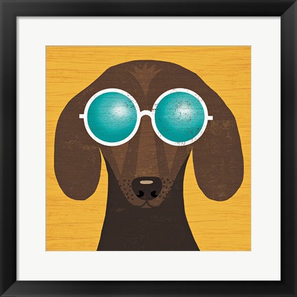 Framed Beach Bums Dachshund I Print