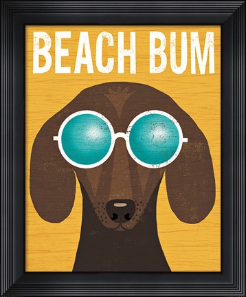 Framed Beach Bums Dachshund I Bum Print