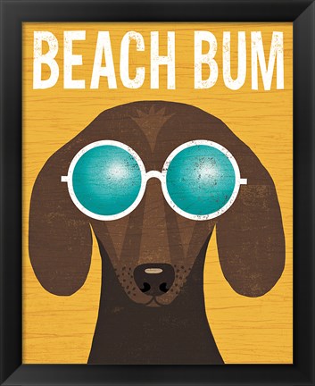 Framed Beach Bums Dachshund I Bum Print