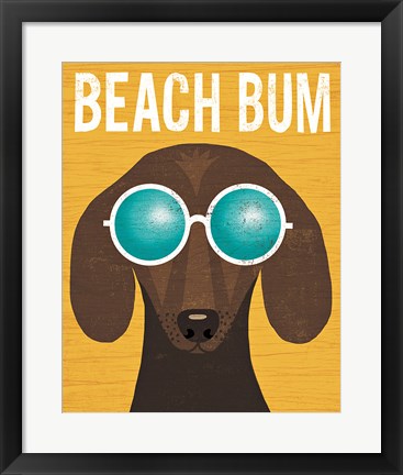 Framed Beach Bums Dachshund I Bum Print