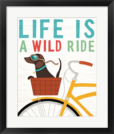 Framed Beach Bums Dachshund Bicycle I Life Print