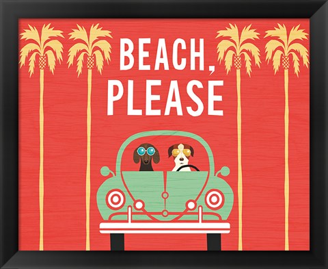 Framed Beach Bums Beetle I Print