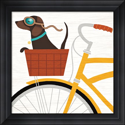 Framed Beach Bums Dachshund Bicycle I Print