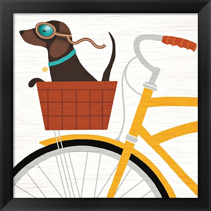 Framed Beach Bums Dachshund Bicycle I Print