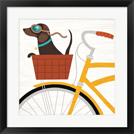 Framed Beach Bums Dachshund Bicycle I Print