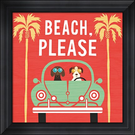 Framed Beach Bums Beetle I Square Print