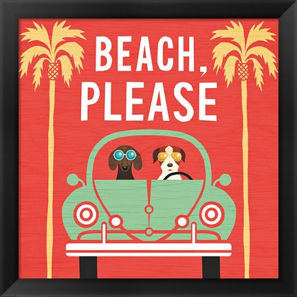 Framed Beach Bums Beetle I Square Print