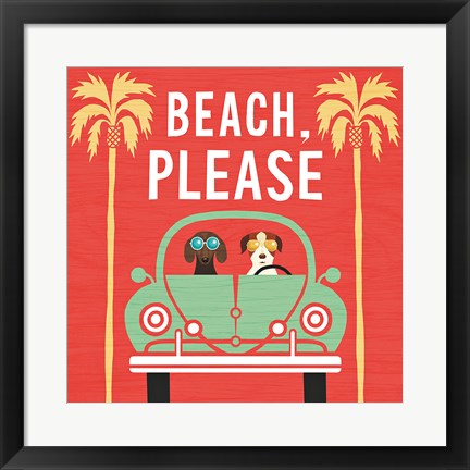 Framed Beach Bums Beetle I Square Print