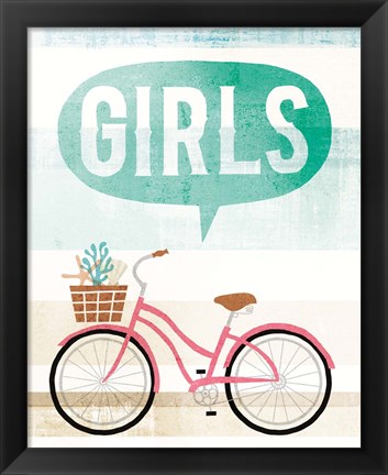 Framed Beach Cruiser Girls II Print