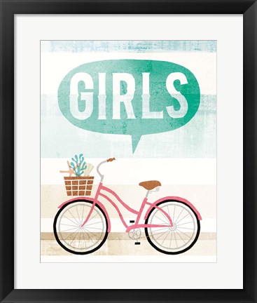 Framed Beach Cruiser Girls II Print