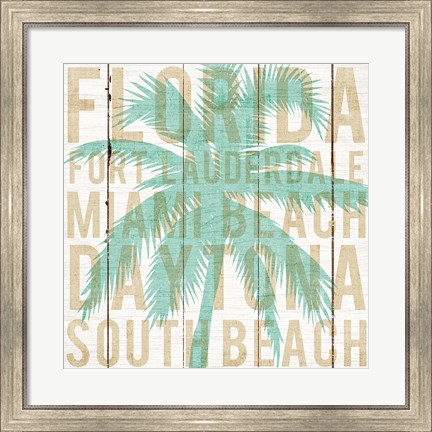 Framed Bon Voyage Florida Palm Print