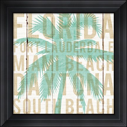 Framed Bon Voyage Florida Palm Print