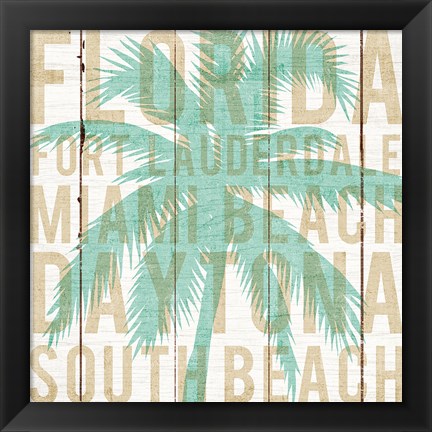 Framed Bon Voyage Florida Palm Print