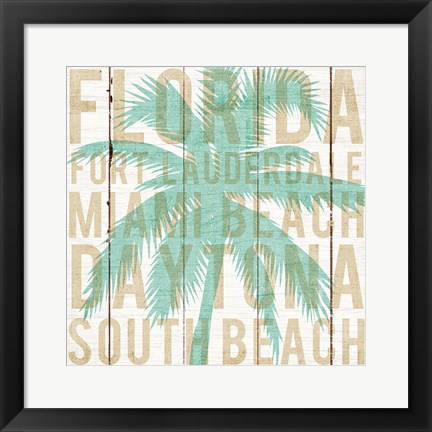 Framed Bon Voyage Florida Palm Print