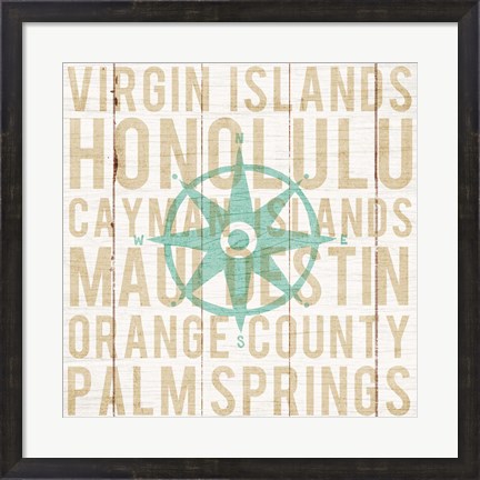 Framed Bon Voyage Compass Print