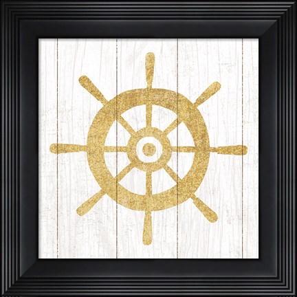 Framed Beachscape VI Helm Gold Neutral Print