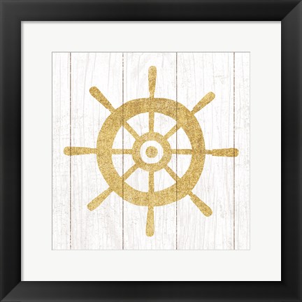 Framed Beachscape VI Helm Gold Neutral Print