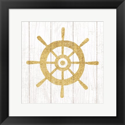 Framed Beachscape VI Helm Gold Neutral Print