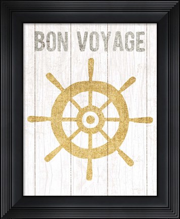 Framed Beachscape VI Helm Quote Gold Neutral Print