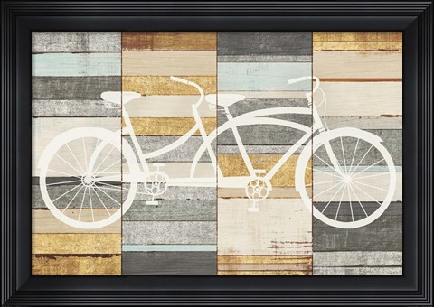 Framed Beachscape Tandem Cruiser Gold Neutral Print