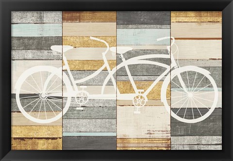 Framed Beachscape Tandem Cruiser Gold Neutral Print