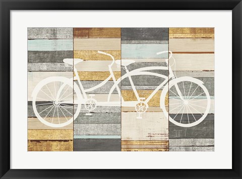 Framed Beachscape Tandem Cruiser Gold Neutral Print