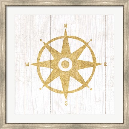 Framed Beachscape IV Compass Gold Neutral Print