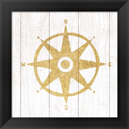 Framed Beachscape IV Compass Gold Neutral Print