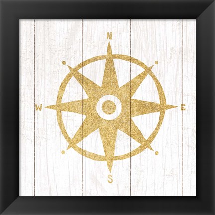 Framed Beachscape IV Compass Gold Neutral Print