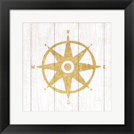 Framed Beachscape IV Compass Gold Neutral Print