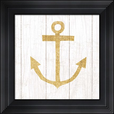 Framed Beachscape III Anchor Gold Neutral Print
