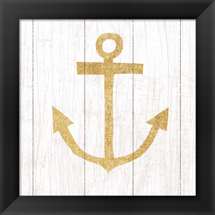 Framed Beachscape III Anchor Gold Neutral Print