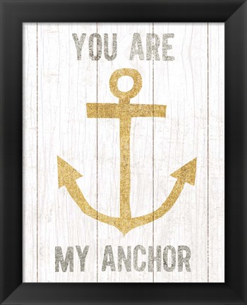 Framed Beachscape III Anchor Quote Gold Neutral Print